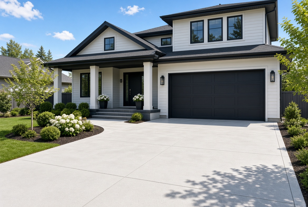 Clean driveway and house after power washing in Belleville Michigan